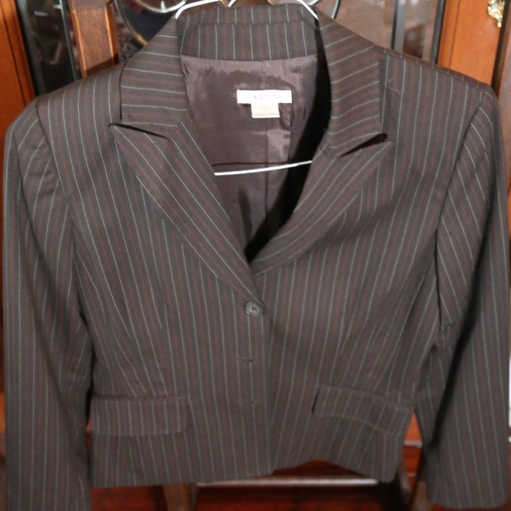 Vintage Harold's Women's Three-Piece Combo Brown Pinstripe Suit